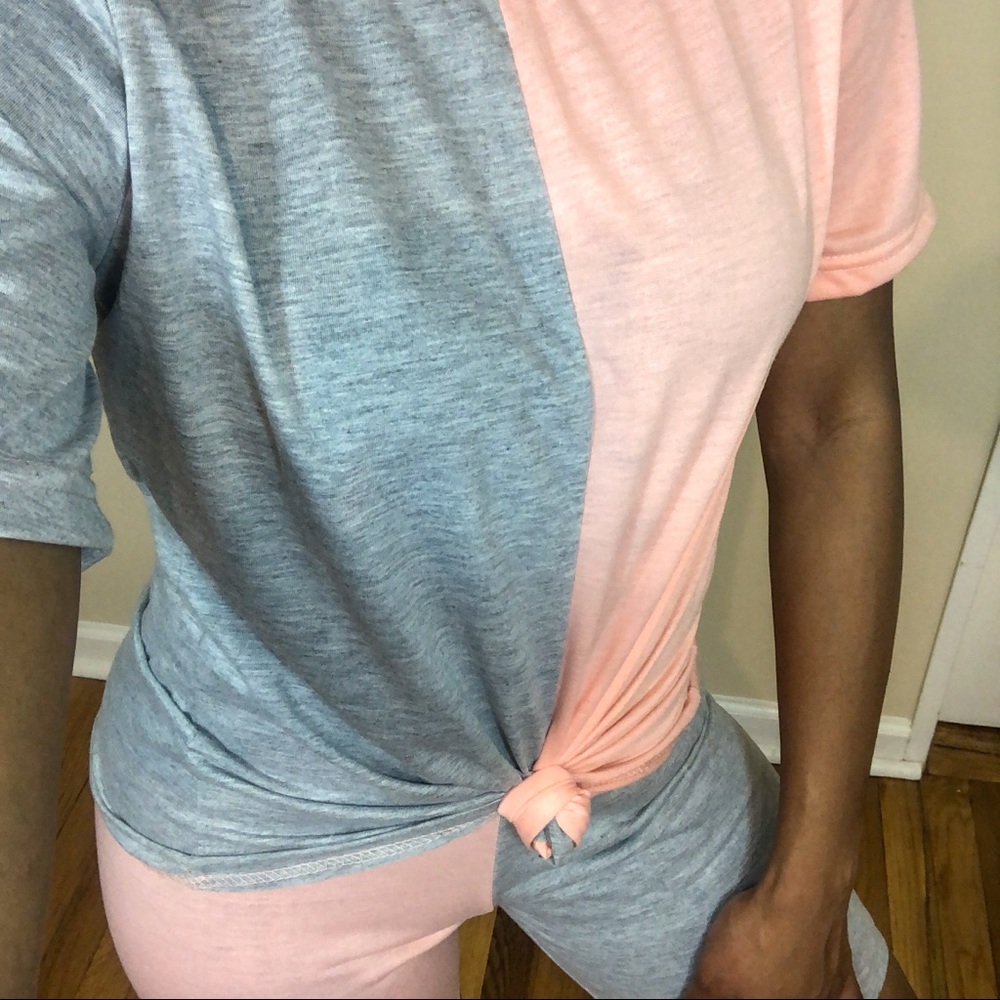 (Size Large) Pink &Black Color Block Short Set - Picture 5 of 5